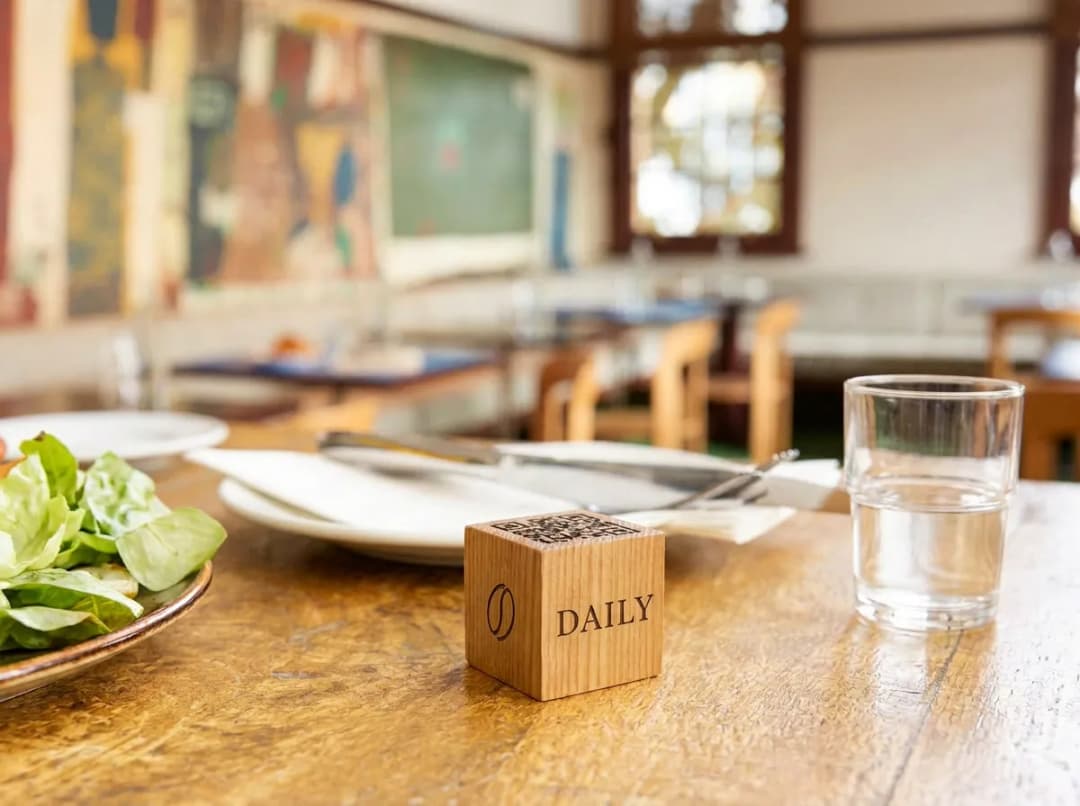 QR table stand on a restaurant table